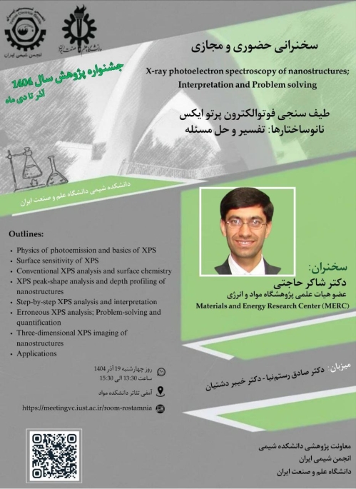 وبینار طیف سنجی فوتواکترون پرتو ایکس (XPS) نانوساختارها: تفسیر و حل مسئله