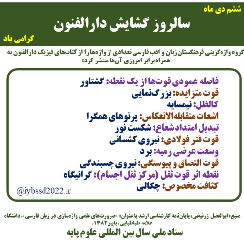 گروه واژه گزینی فرهنگستان زبان و ادب فارسی به منظور سالروز گشایش دارلفنون تقدیم میکند